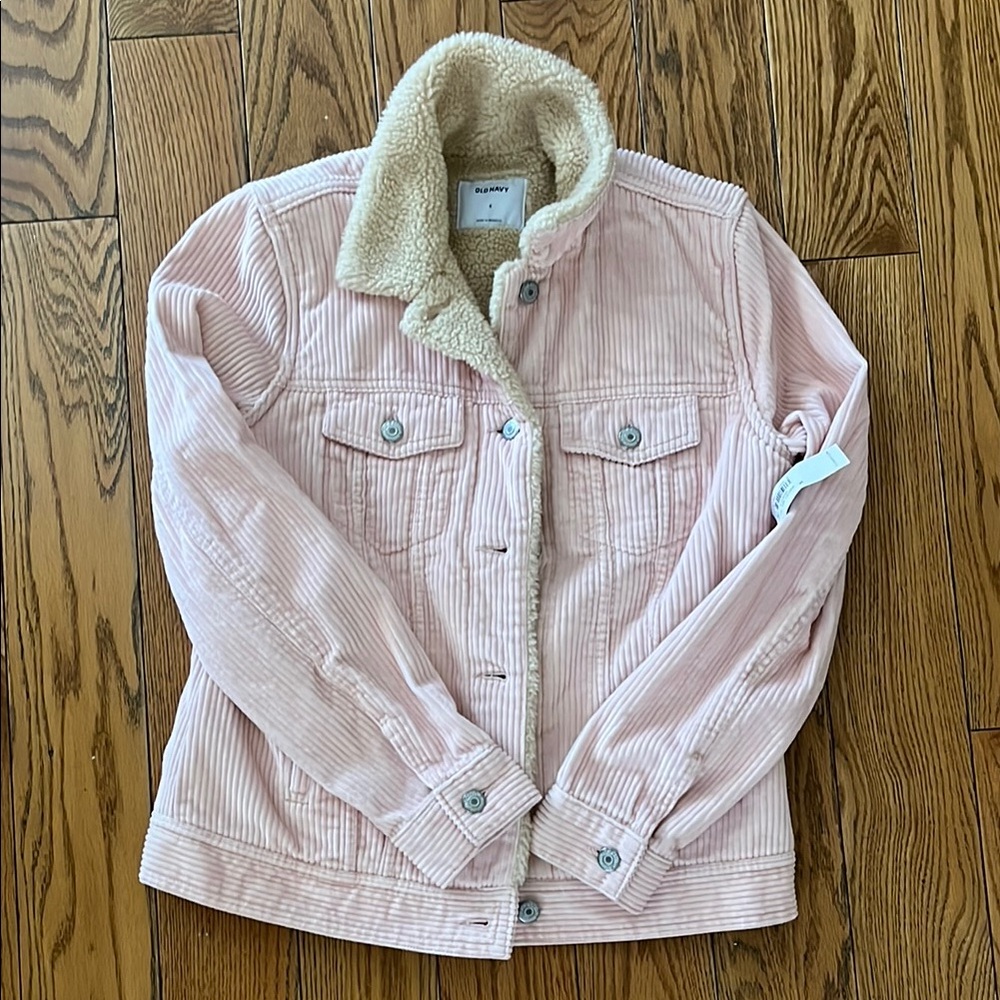 Old Navy Pink Corduroy Jacket with Sherpa Lining